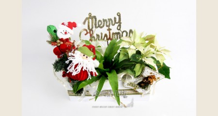 雪人聖誕紅盆栽花禮