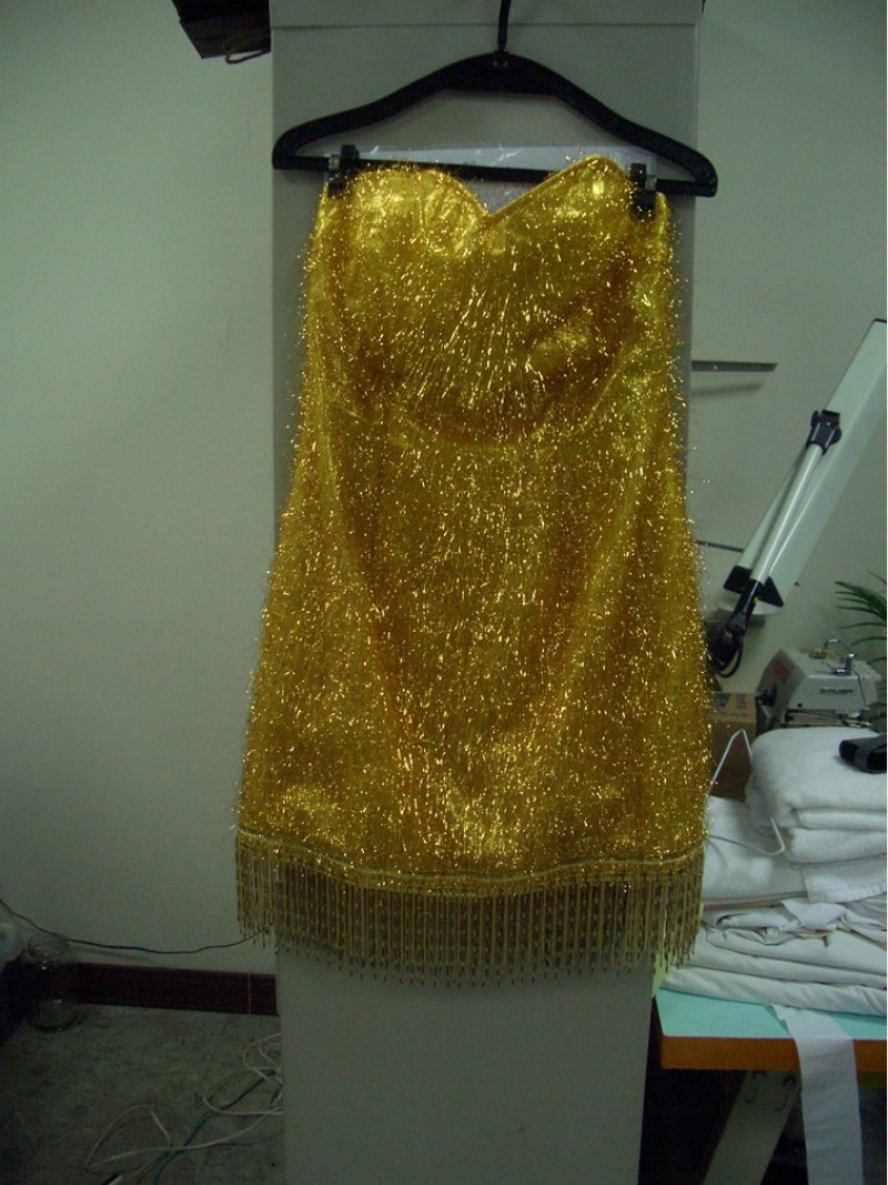 埃及豔后金蔥條洋裝 